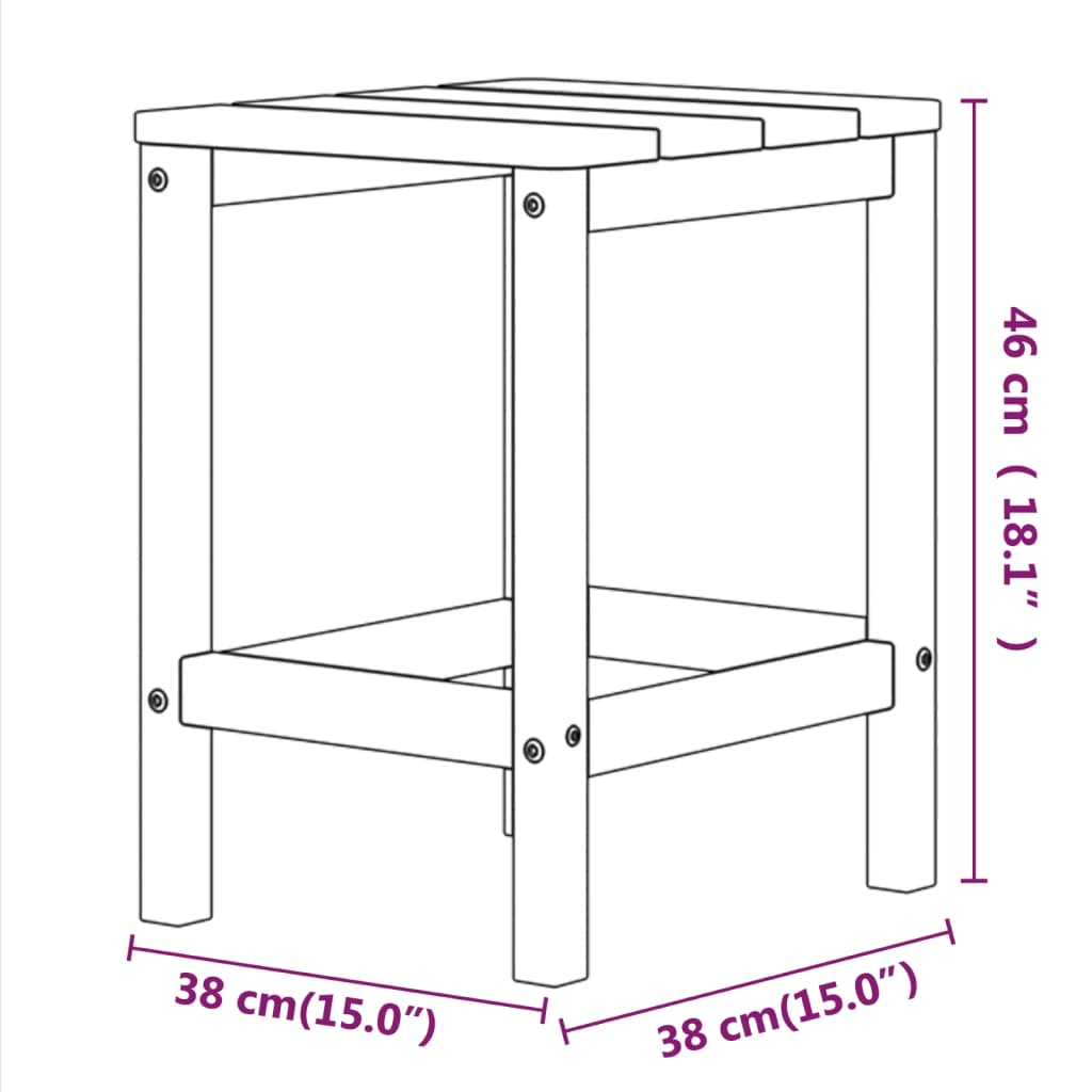 Mesa de jardín Adirondack auxiliar blanco 46x38x38 cm medidas