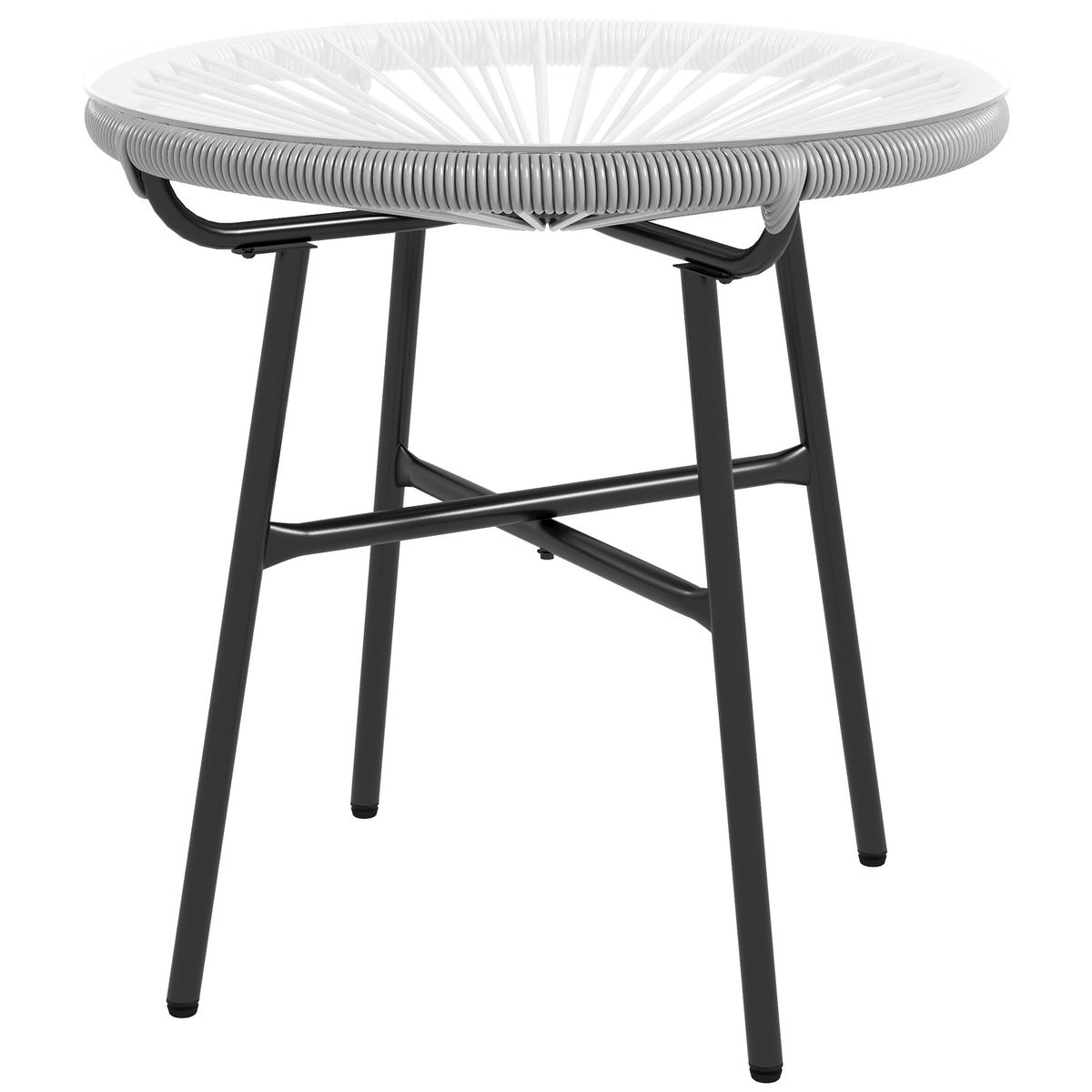 Mesa auxiliar Mokh Outsunny encimera vidrio gris Ø50x50 cm