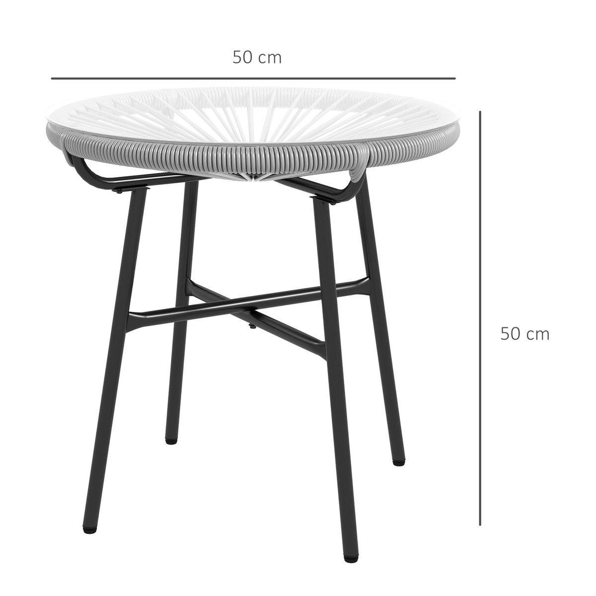 Mesa auxiliar Mokh Outsunny encimera vidrio gris Ø50x50 cm
