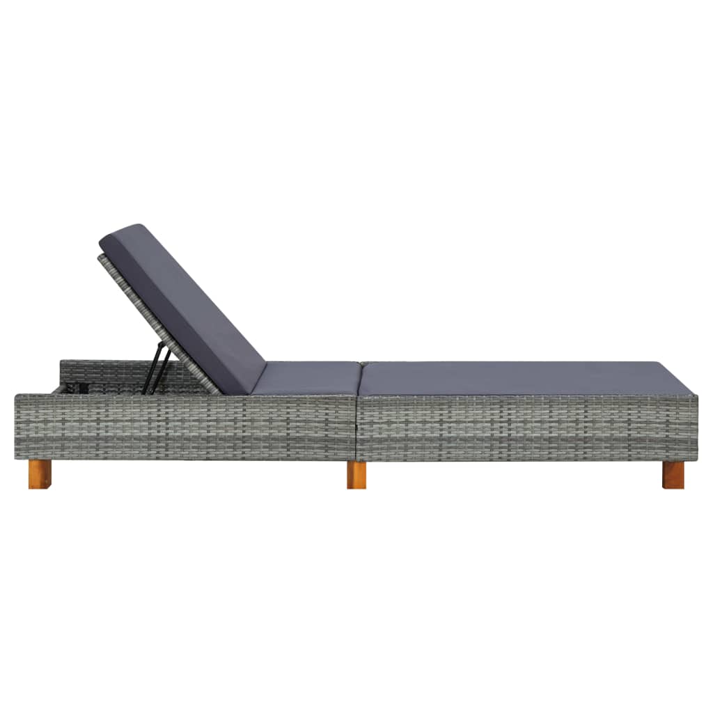 Tumbona Paradis VidaXL respaldo reclinable gris 30-72,5x55x200 cm