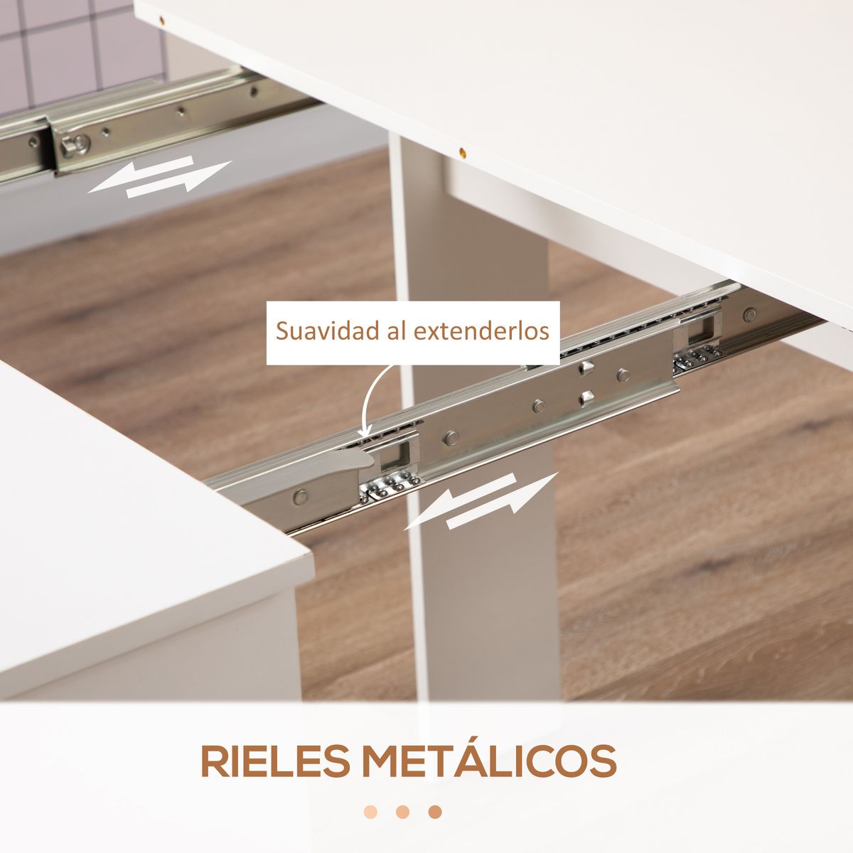 Mesa de comedor Ponia Homcom extensible blanco 75x60-180x85 cm