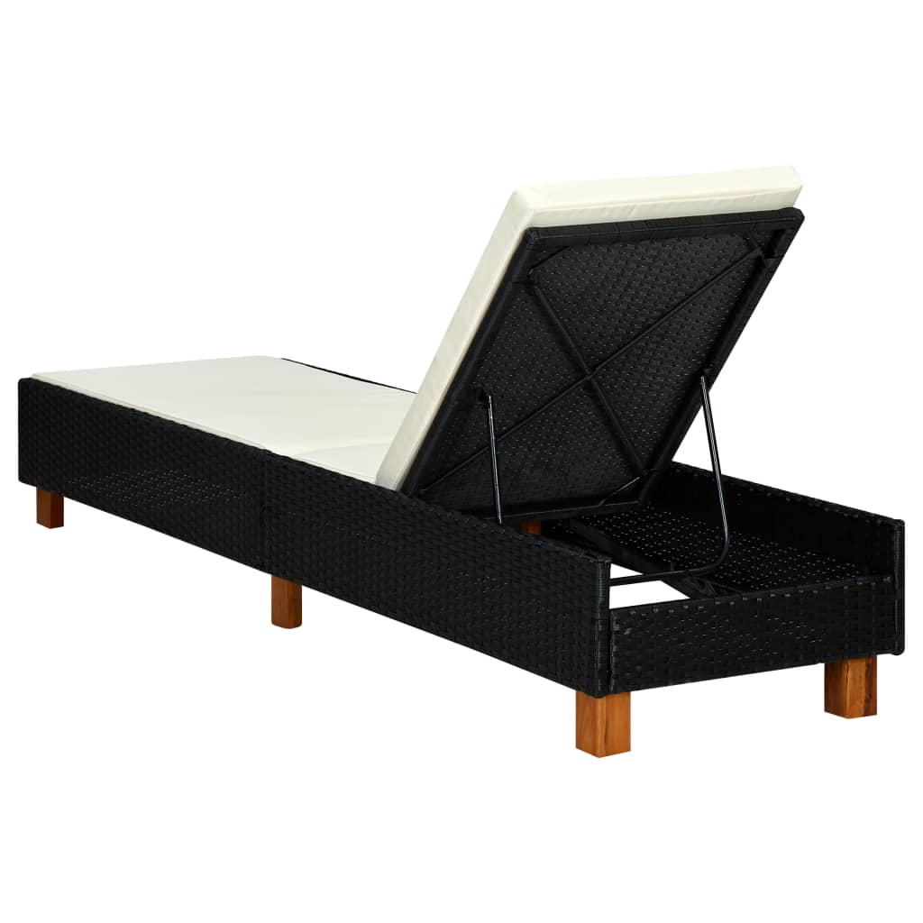 Tumbona Paradis VidaXL respaldo reclinable negro 30-72,5x55x200 cm