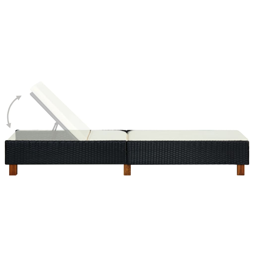Tumbona Paradis VidaXL respaldo reclinable negro 30-72,5x55x200 cm