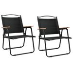 Pack de 2 sillas de exterior tela oxford negro 78x54x55 cm fondo blanco