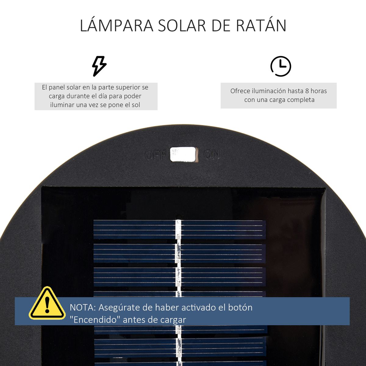Lámpara solar Sunrise Outsunny con LED 0,8W negro Ø21,5x61 cm web
