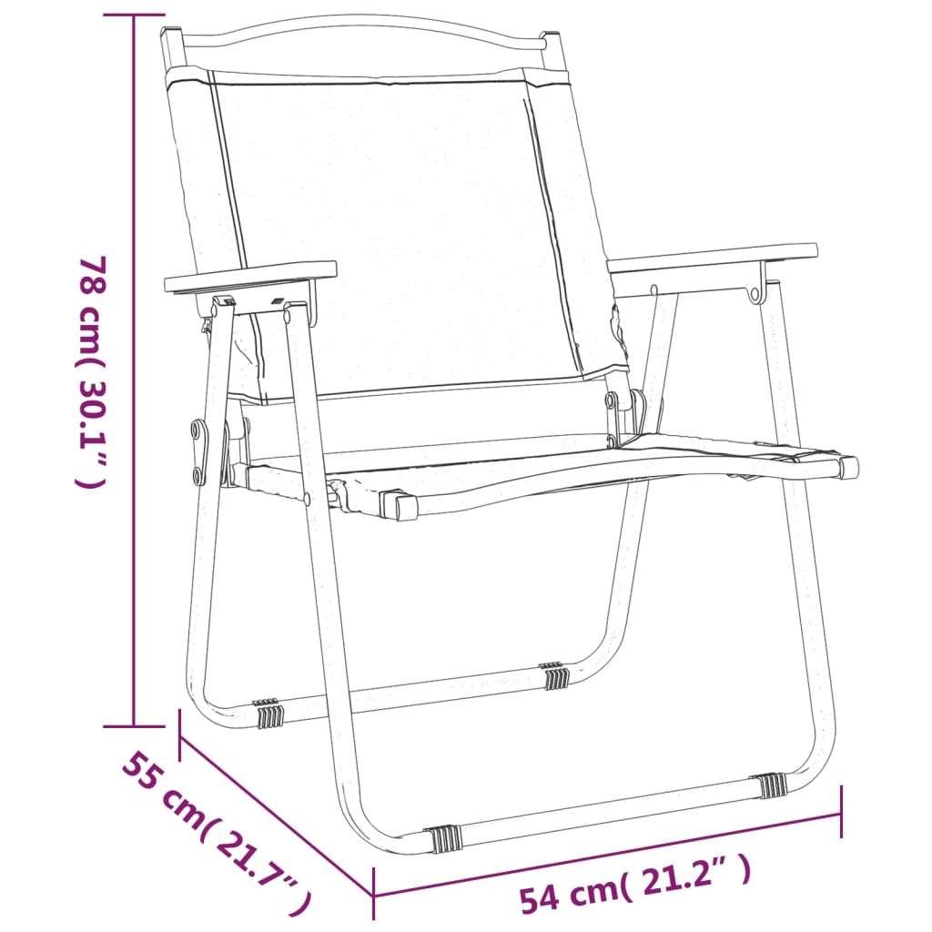 Pack de 2 sillas de exterior tela oxford negro 78x54x55 cm medidas