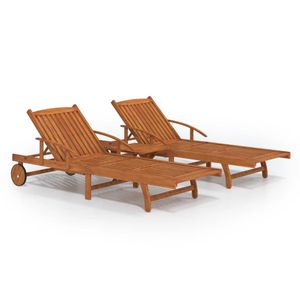 Pack de 2 tumbonas Reliax con mesita auxiliar madera de acacia