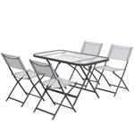 Conjunto de terraza Atessa Outsunny 4 sillas + mesa gris  fondo blanco