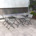 Conjunto de terraza Atessa Outsunny 4 sillas + mesa gris animada