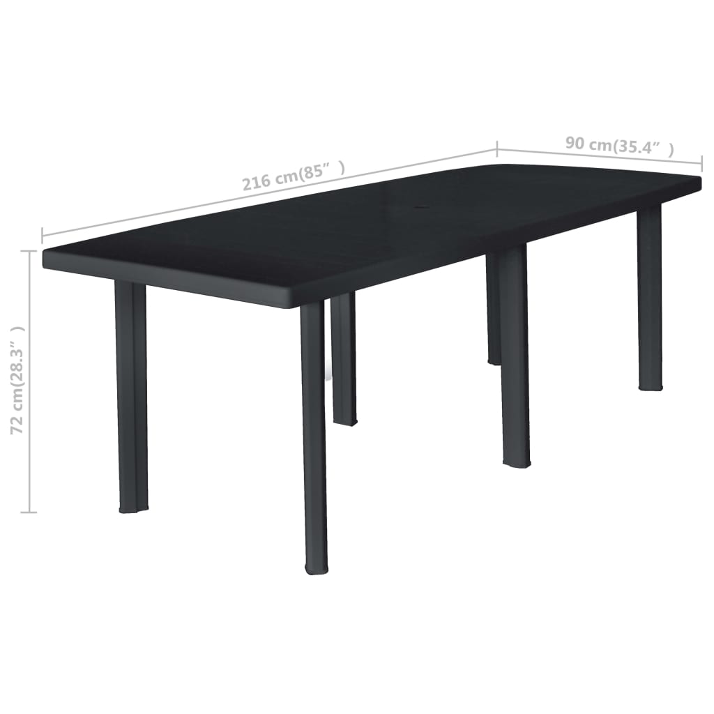 Mesa de jardín Florencia 6 personas antracita 72x216x90 cm
