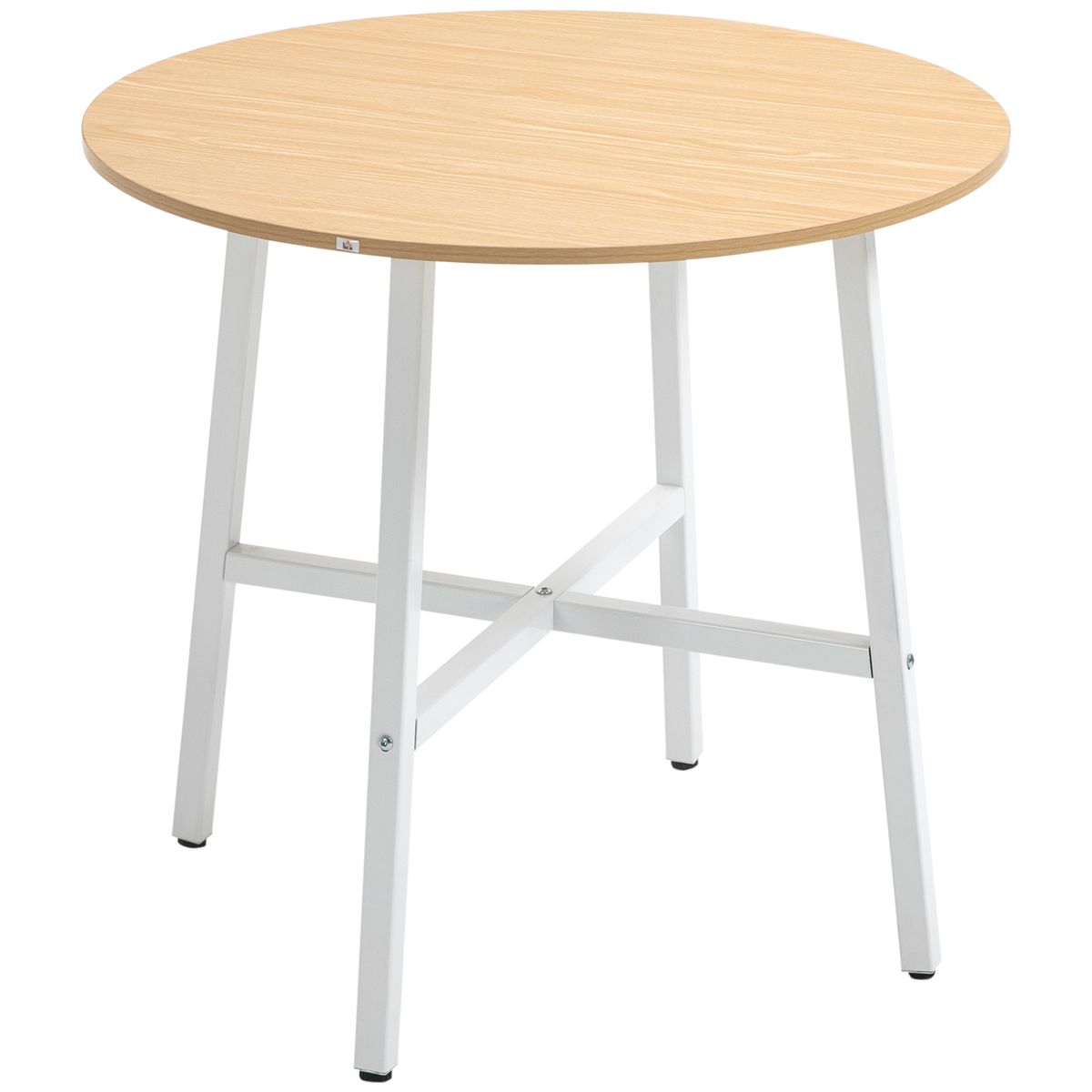 Mesa de comedor Galway Homcom 4 personas natural/blanco Ø80x76 cm fondo blanco