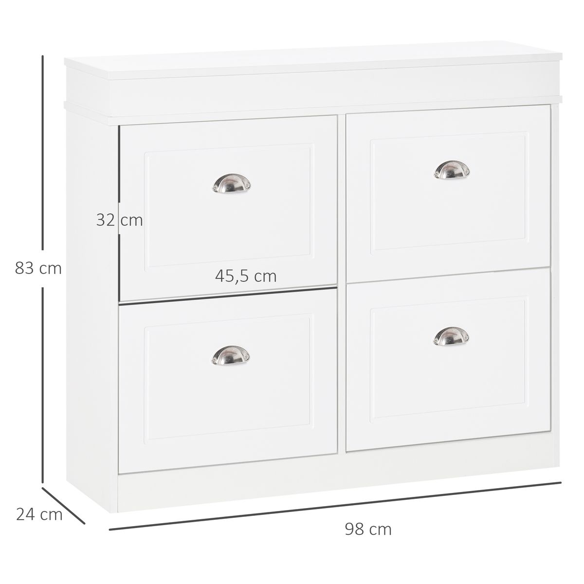 Mueble zapatero Tott Homcom 16 pares blanco 83x98x24 cm medidas