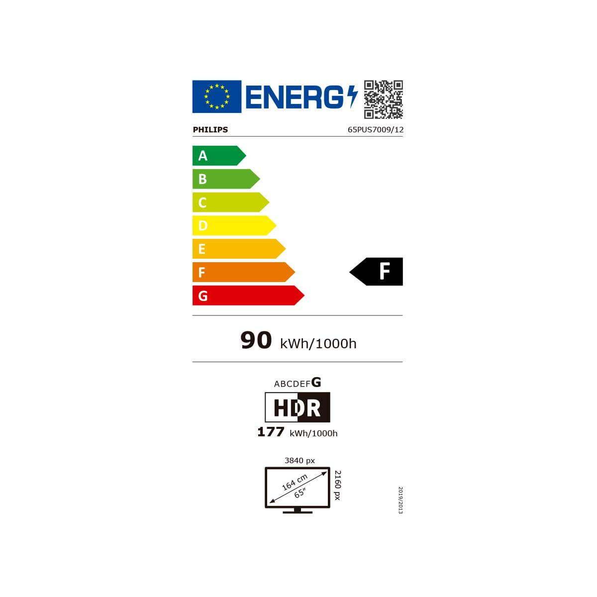 Televisor Smart TV Philips 65PUS7009 4K UHD LED 65’’ Titan OS F negro eficiencia energética
