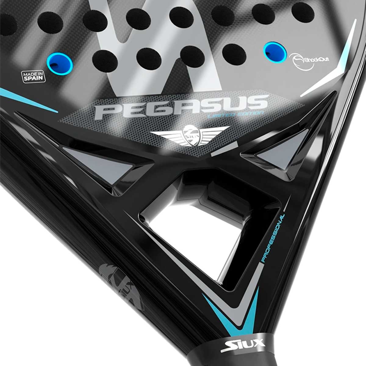 Pala-de-padel-Pegasus-1K-Limited-Edition-Siux-nucleo-Black-Eva-Soft-negro-detalle-material