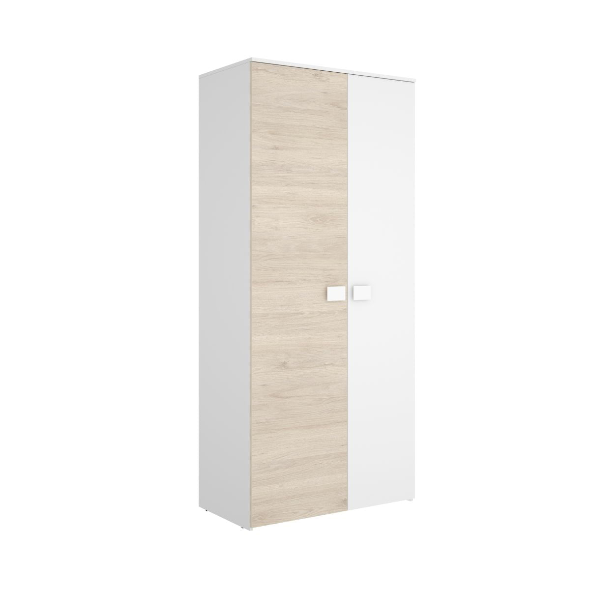 Armario-Dina-2-puertas---barra-para-colgar---estantes-blanco-natural-205x90x52-cm-lateral