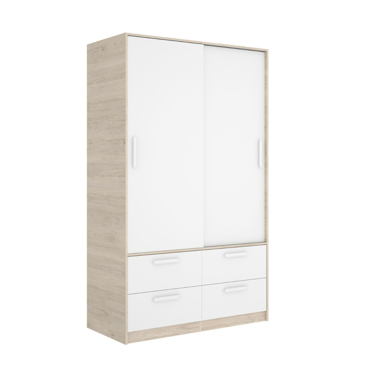 Armario-Slide-2-puertas-correderas---4-cajones-natural-blanco-204x120x60-cm--lateral