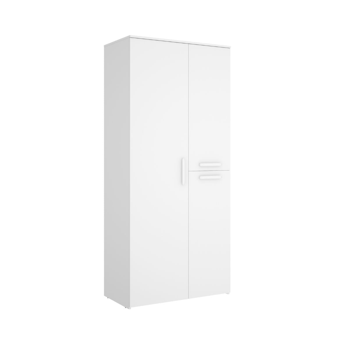 Armario-Leka-3-puertas---barra---3-estantes-blanco-205x905x525-cm-lateral