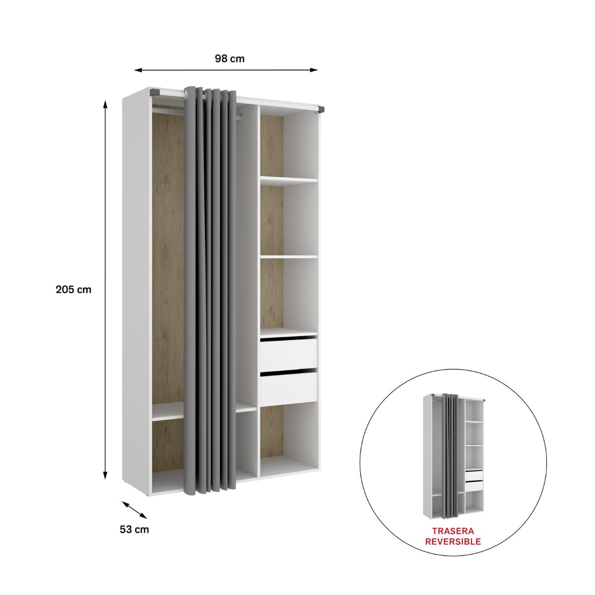 Armario-vestidor-Suit-reversible-2-cajones---cortina-blanco-natural-205x98x45-cm-medidas