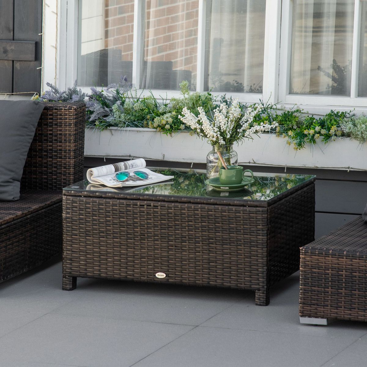 Mesa auxiliar Lotak Outsunny para exterior marrón 39x85x50 cm
