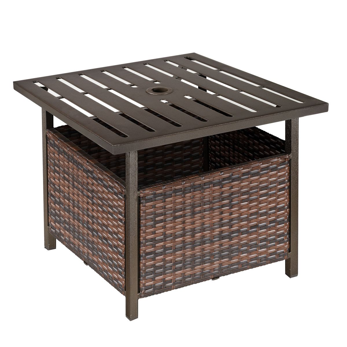 Mesa de centro Tahi Outsunny para exterior marrón 46x55,5x55,5 cm