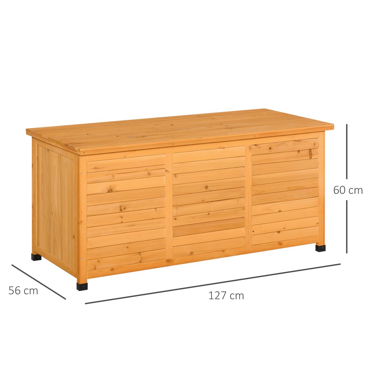 Baúl Phiar Outsunny exterior natural 60x127x56 cm medidas