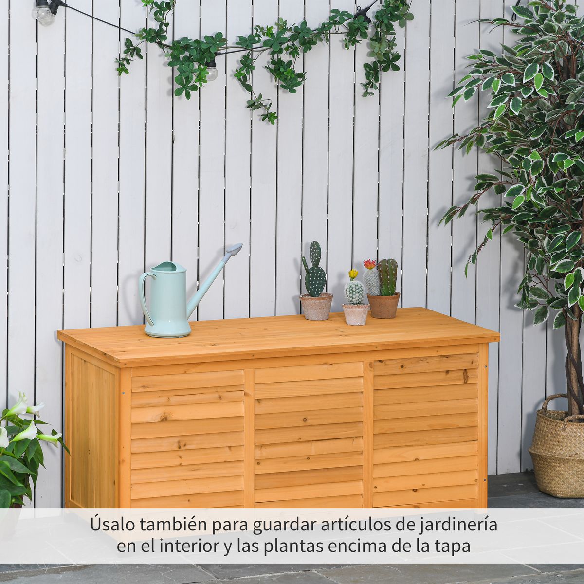 Baúl Phiar Outsunny exterior natural 60x127x56 cm