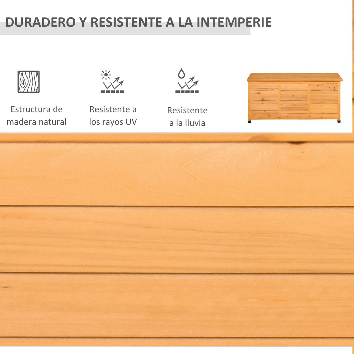 Baúl Phiar Outsunny exterior natural 60x127x56 cm