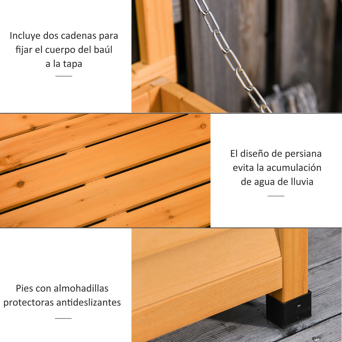Baúl Phiar Outsunny exterior natural 60x127x56 cm