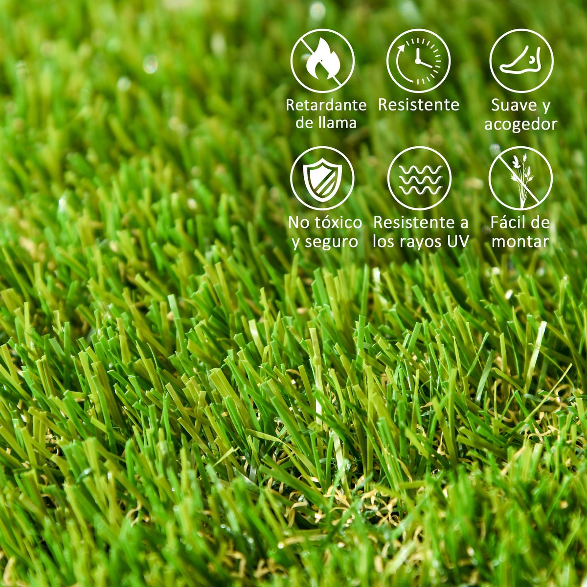 Pack de 10 piezas de césped artificial Outsunny 25 mm verde 30x30 cm
