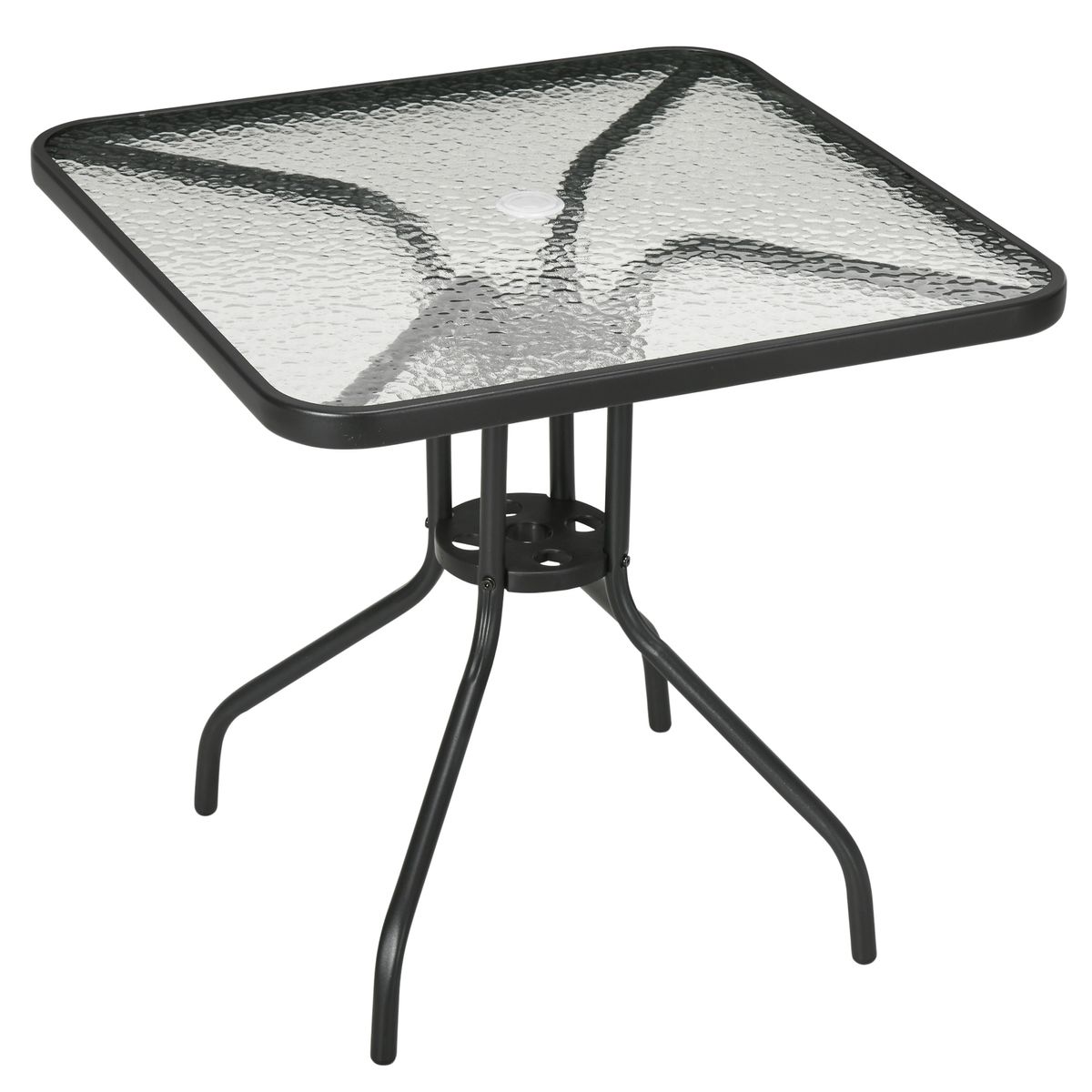 Mesa de jardín Leno Outsunny con agujero para sombrilla negro 72x76x76 cm