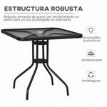Mesa de jardín Leno Outsunny con agujero para sombrilla negro 72x76x76 cm