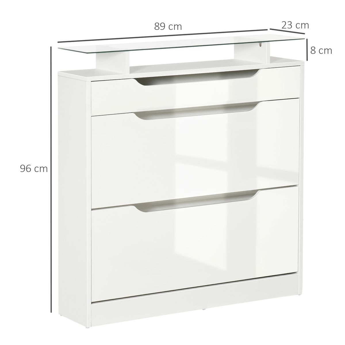 Zapatero Nordic Homcom 2 puertas con cajón blanco 96x89x23 cm