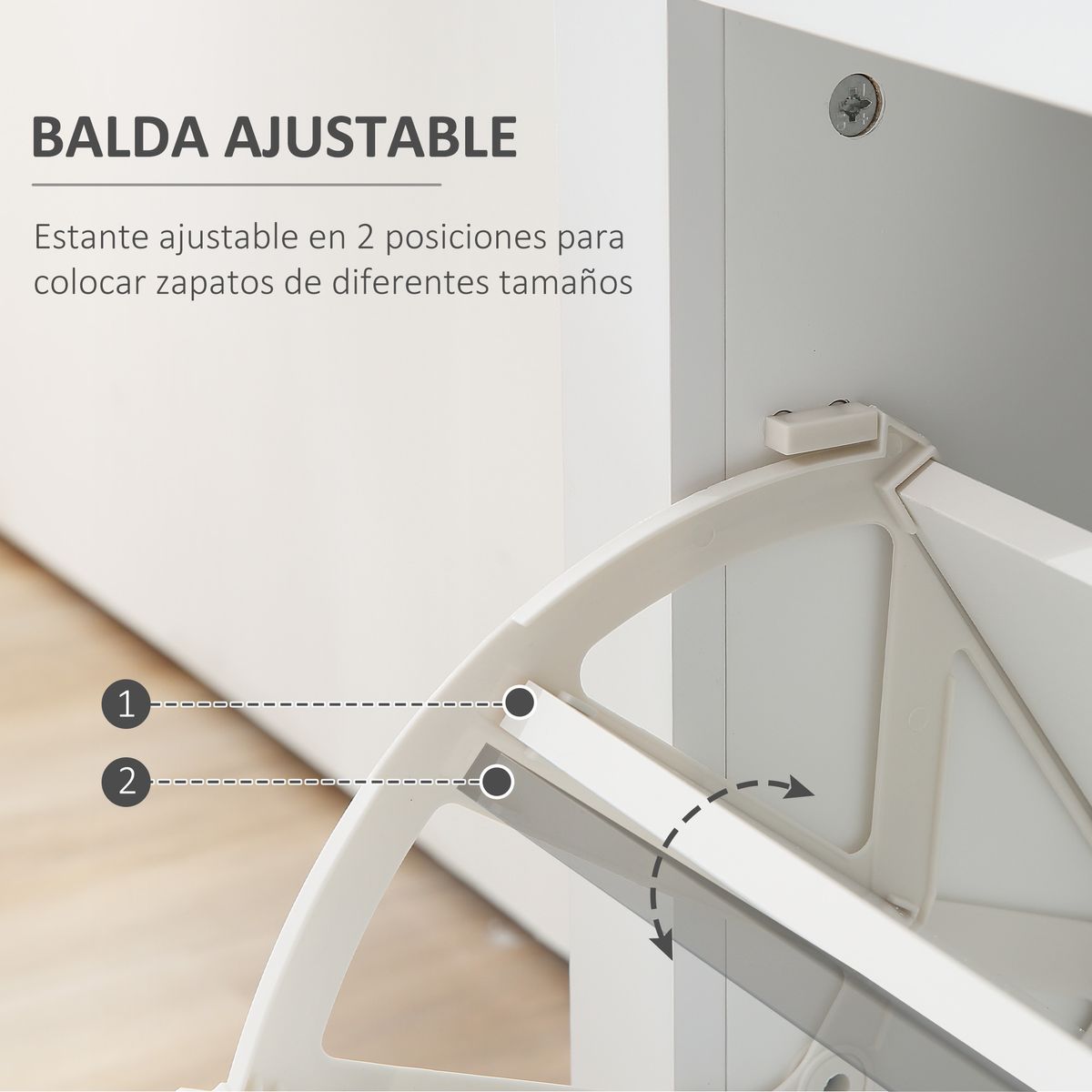 Zapatero Nordic Homcom 2 puertas con cajón blanco 96x89x23 cm