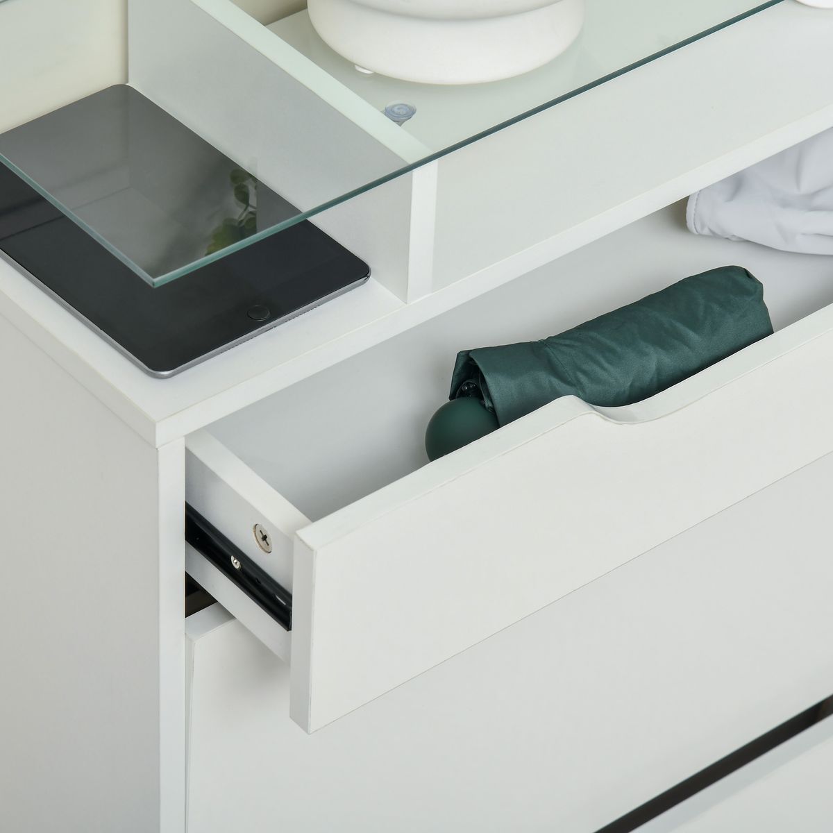 Zapatero Nordic Homcom 2 puertas con cajón blanco 96x89x23 cm