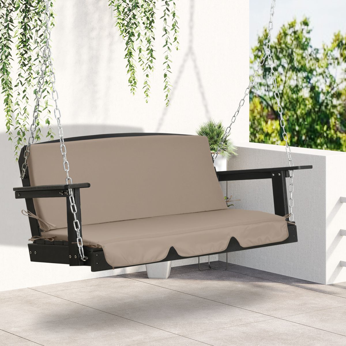Cojín para asiento Outsunny 2 piezas marrón 5x130x45 cm