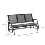 Banco balancín Calm Outsunny 3 plazas negro 85x147x75 cm