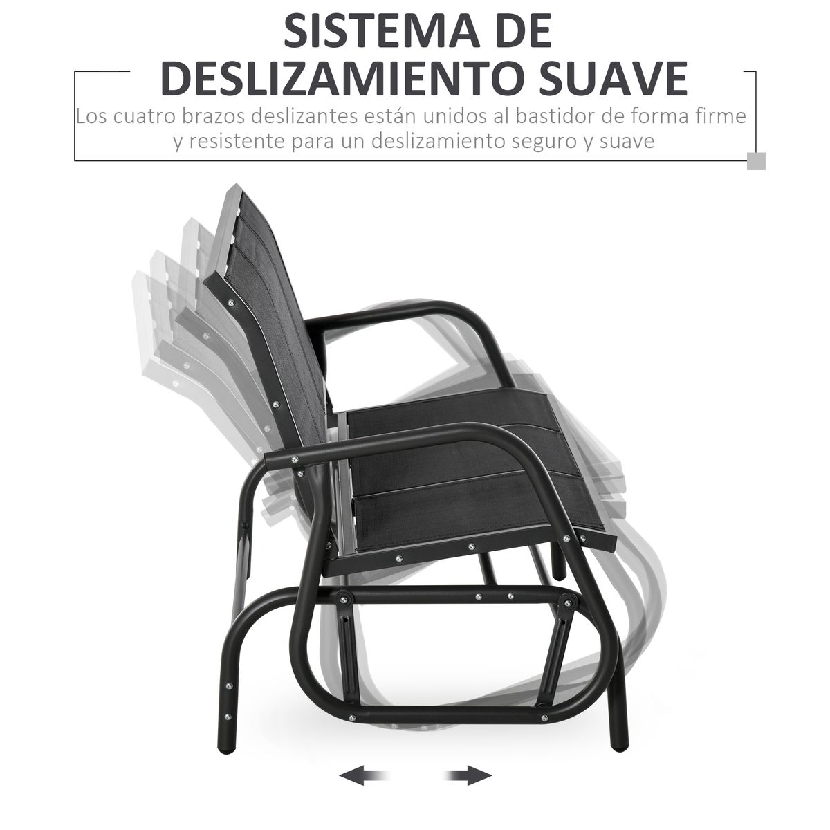 Banco balancín Calm Outsunny 3 plazas negro 85x147x75 cm