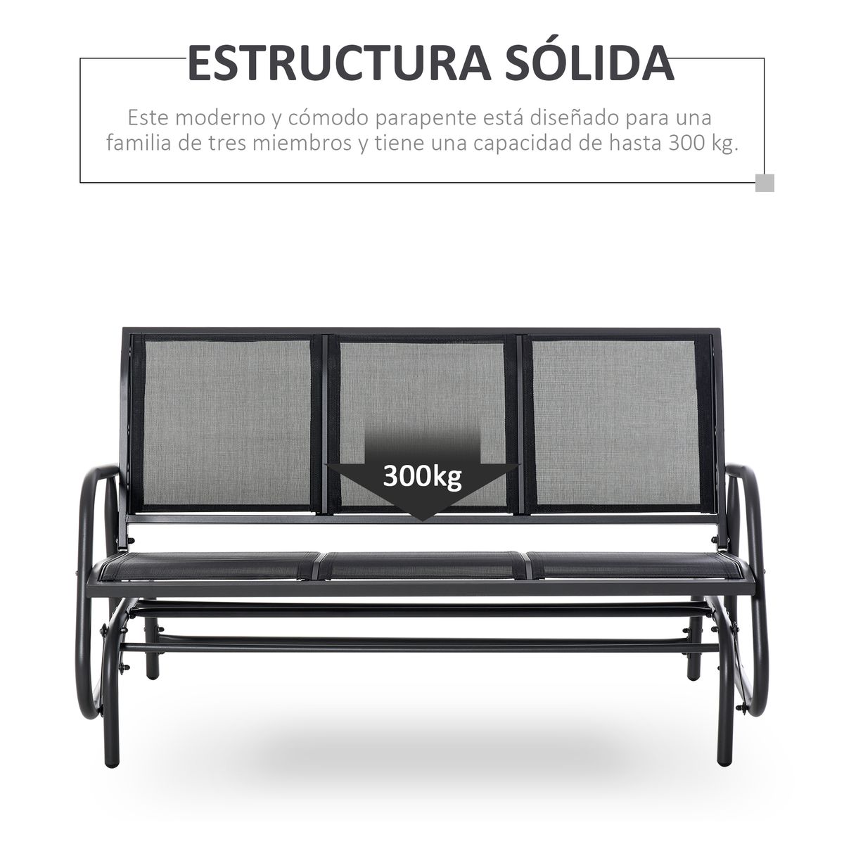 Banco balancín Calm Outsunny 3 plazas negro 85x147x75 cm