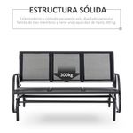Banco balancín Calm Outsunny 3 plazas negro 85x147x75 cm