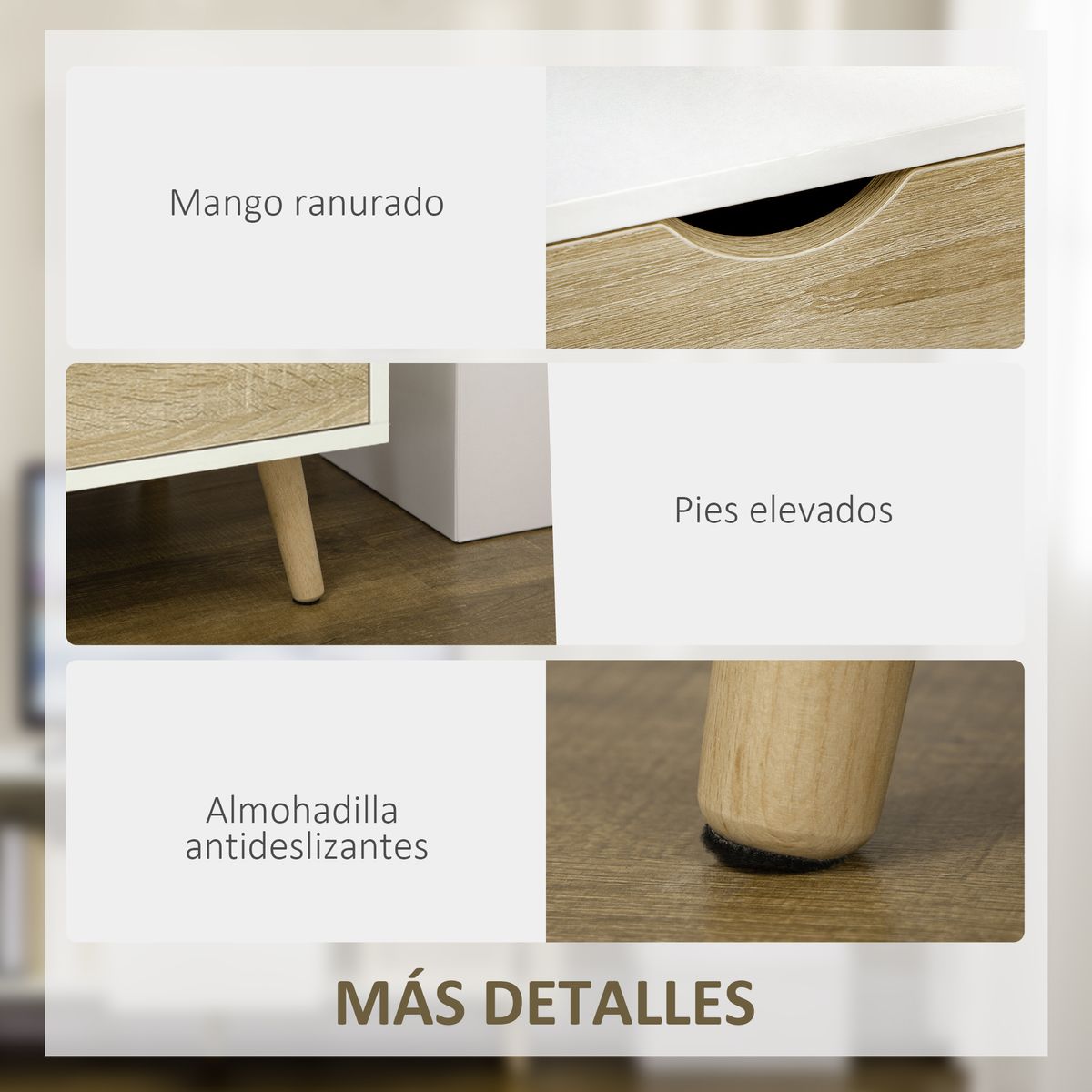 Mueble de TV Baleno cajón + 2 puertas + estante blanco/natural 50x110x40 cm