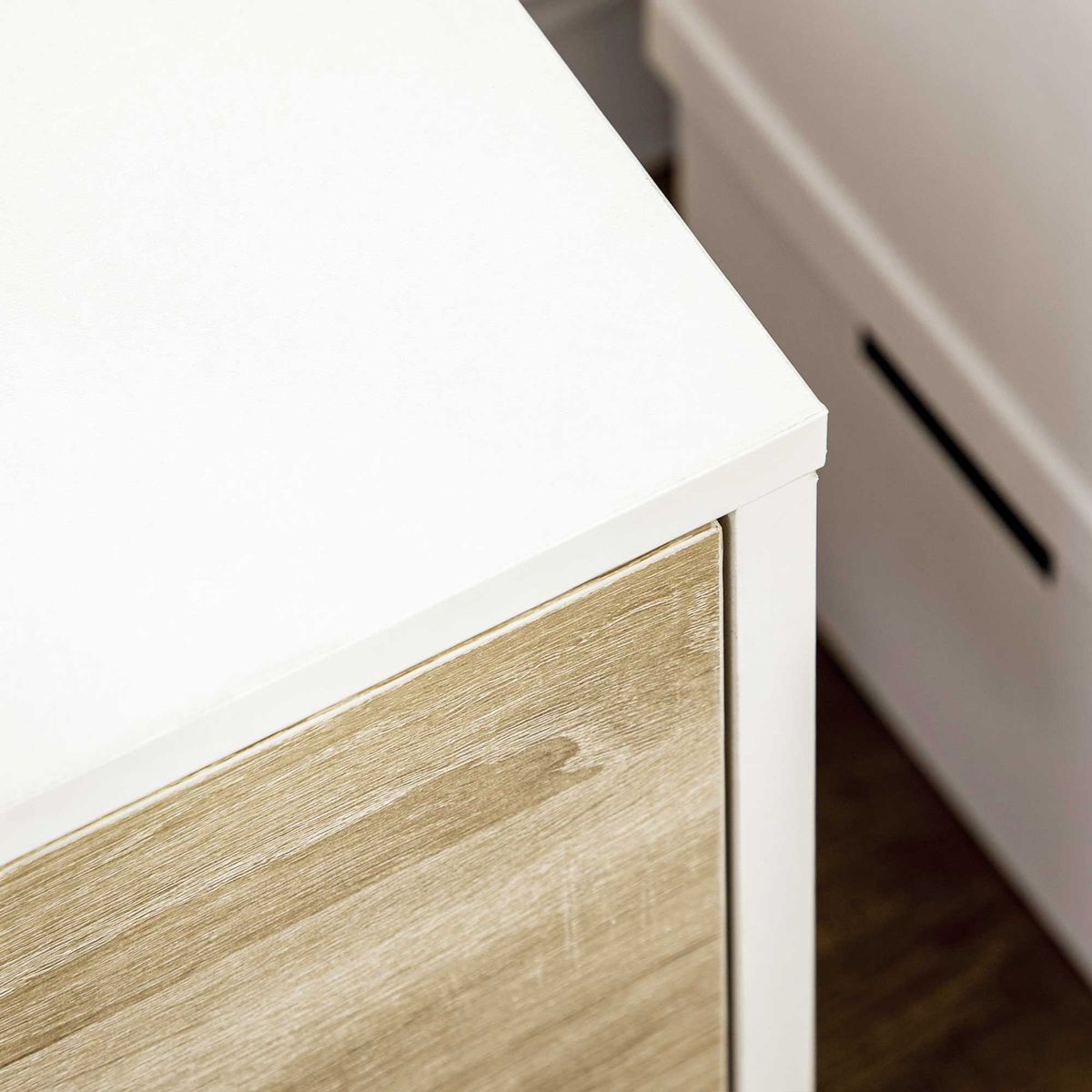 Mueble de TV Baleno cajón + 2 puertas + estante blanco/natural 50x110x40 cm
