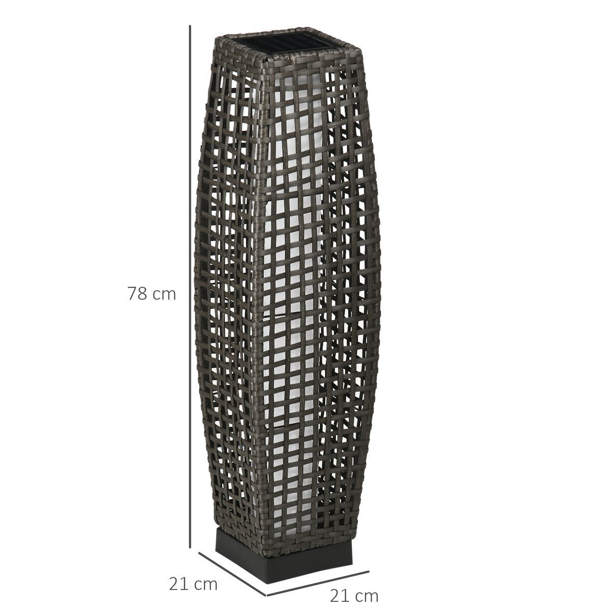 Lámpara solar Isla Outsunny luces LED gris 78x21x21 cm medidas