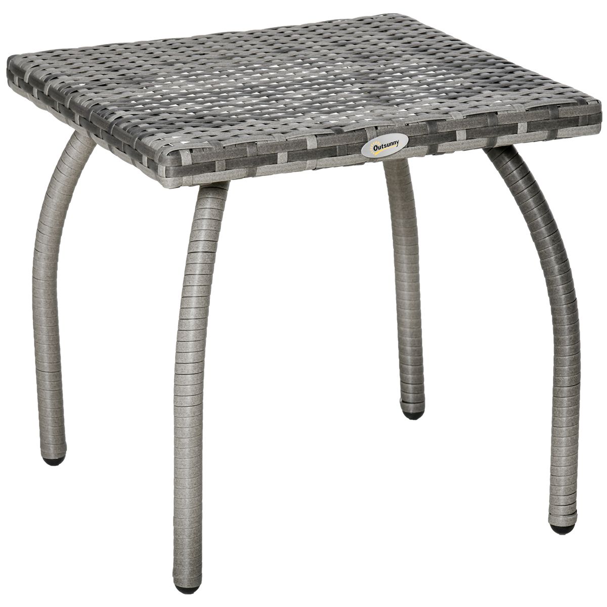 Mesa auxiliar de exterior Puma Outsunny gris 44x45x45 cm fondo blanco