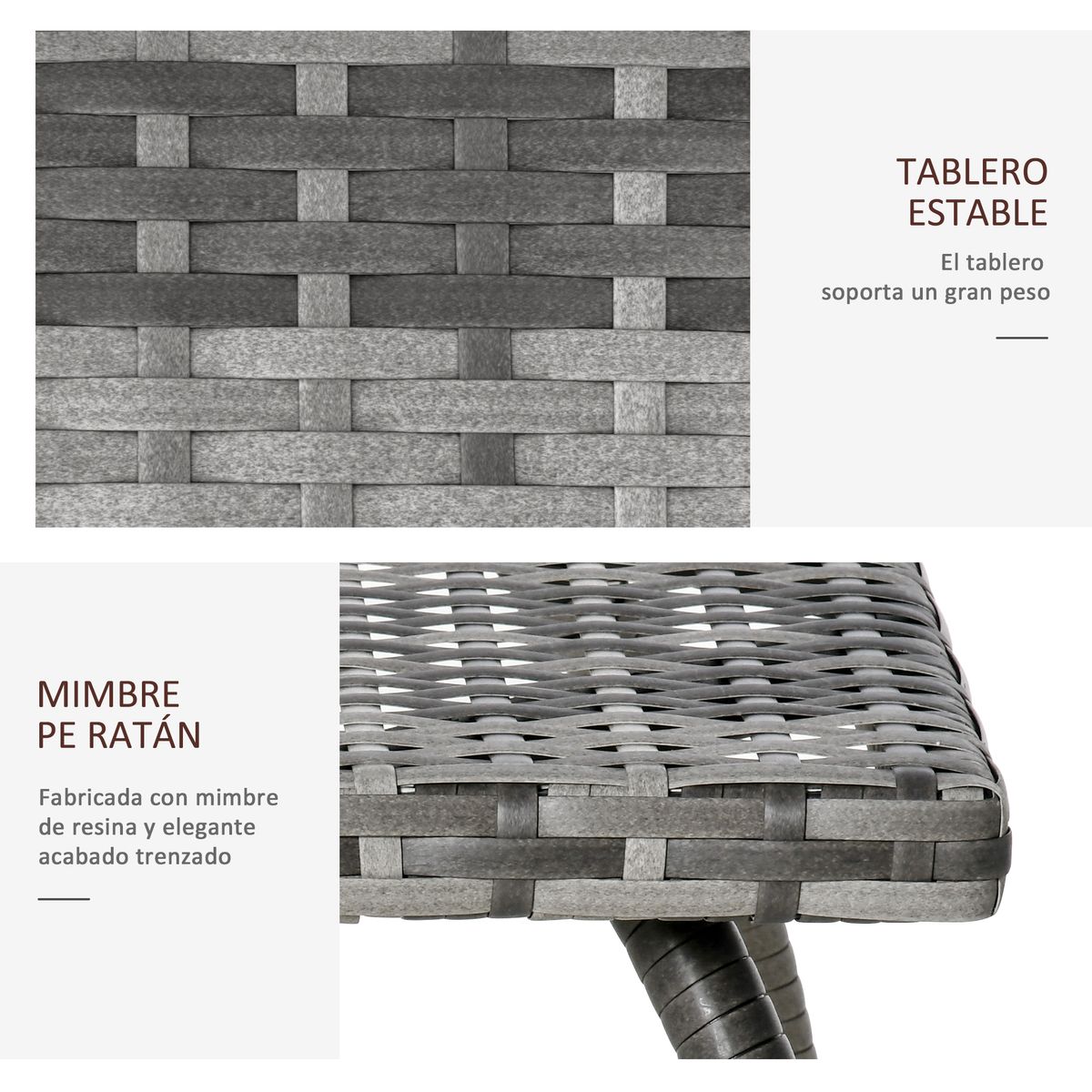 Mesa auxiliar de exterior Puma Outsunny gris 44x45x45 cm