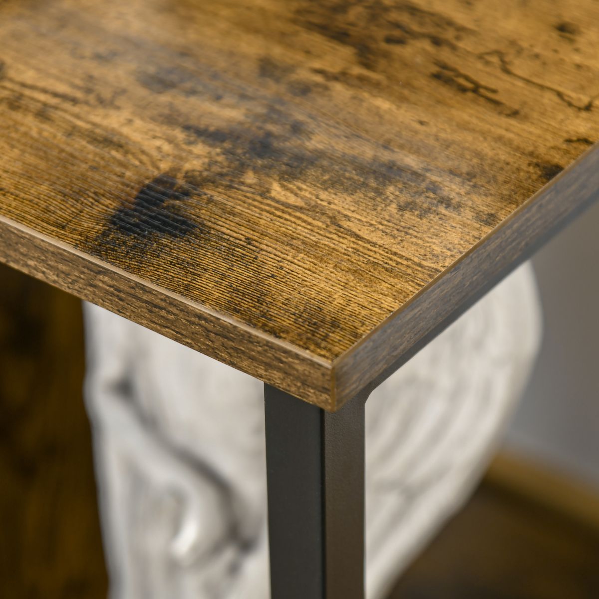 Mueble para TV Habu Homcom 4 compartimentos marrón oscuro 50x110x40 cm detalle