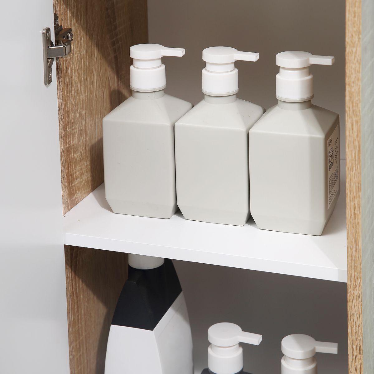 Armario-de-baño-Yuli-Kleankin-con-2-estantes-natural-blanco-90x326x30-cm