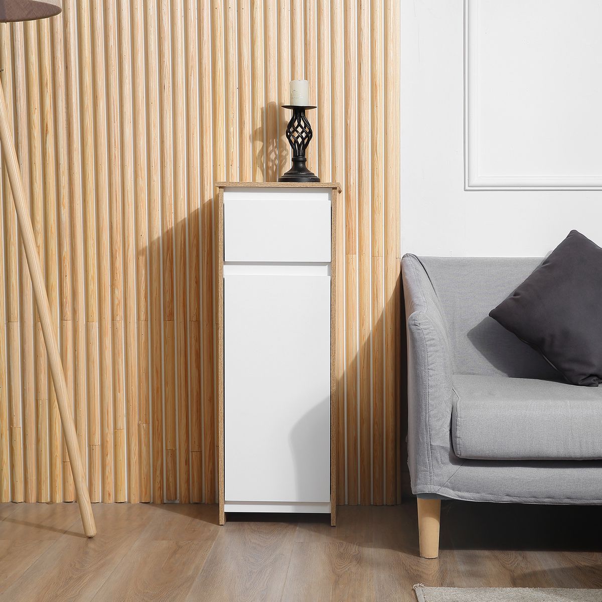 Armario-de-baño-Yuli-Kleankin-con-2-estantes-natural-blanco-90x326x30-cm