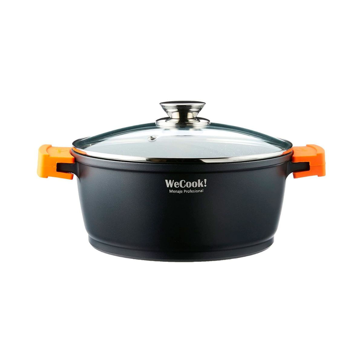 Cazuela-alta-induccion-Wecook-Ecochef-aluminio-fundido-negro-Ø28-cm-fondo-blanco
