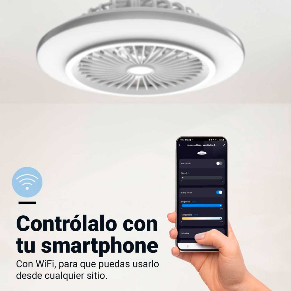 Ventilador de techo Kona 7050W Universal Blue 25W control WiFi blanco Ø49 cm 5