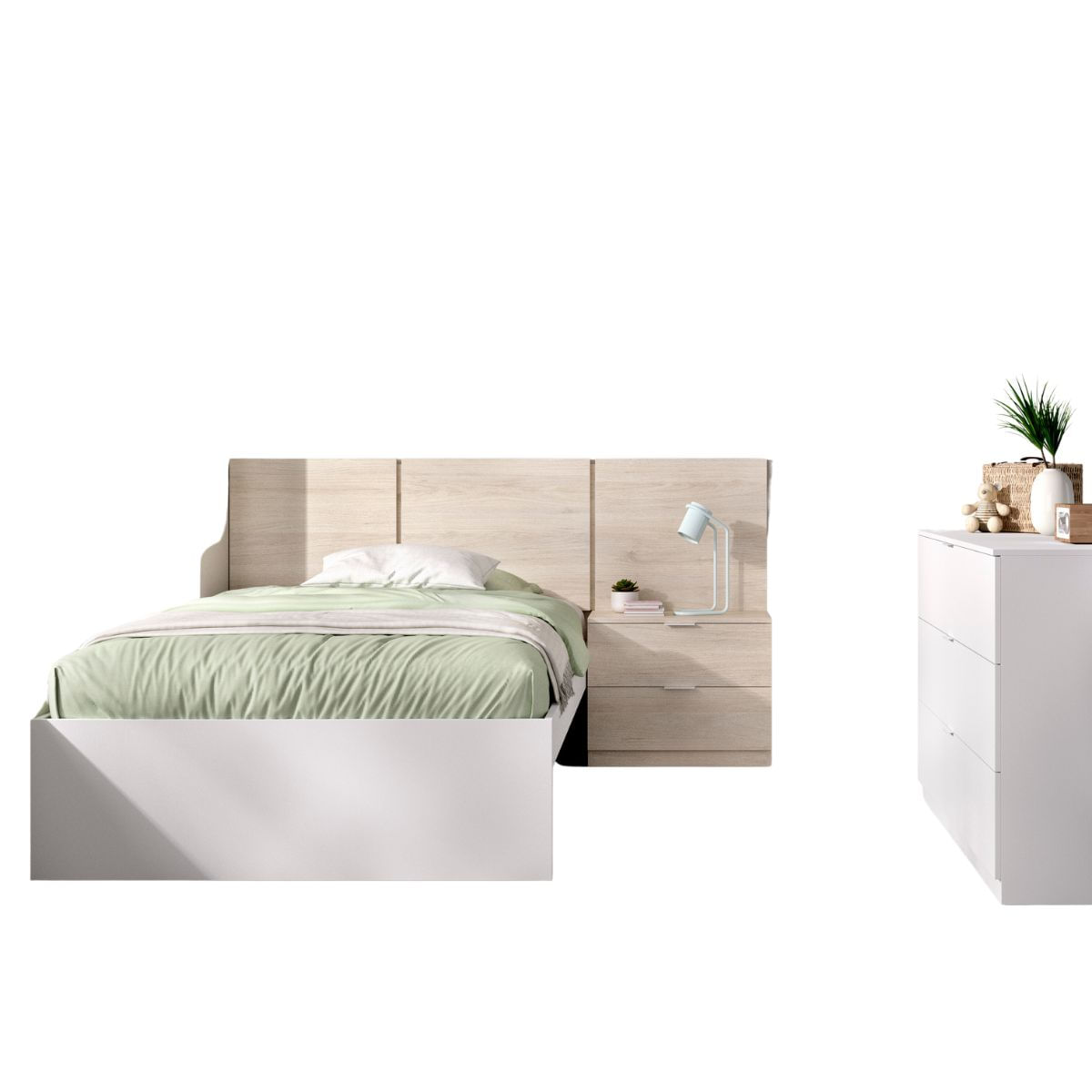 Conjunto-de-dormitorio-Bito-Pack-2-cabecero---mesita-de-noche---aro---comoda-natural-blanco-fondo-blanco